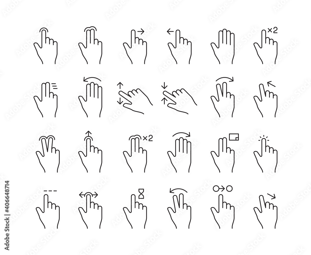 Poster touch screen controls. hands gestures for mobile smartphone screen tablet tapping scrolling and pinc