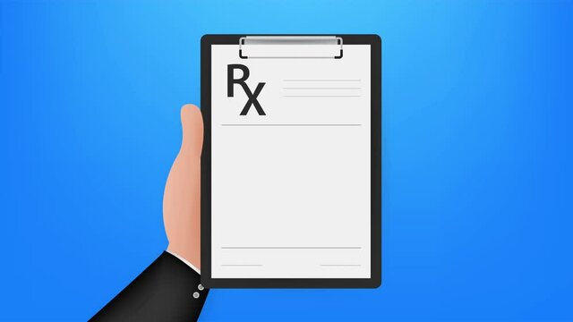 Blank Rx prescription form isolated on white background. stock illustration.