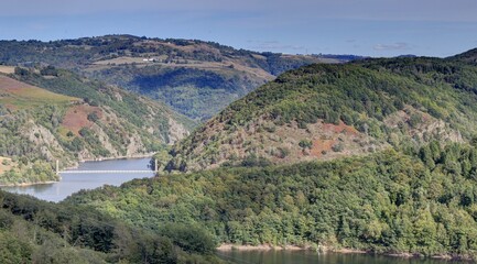 Naklejka premium gorges de la Truyère et ruines du château d'Alleuze