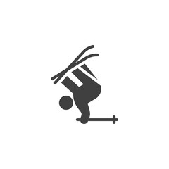 Ski jumping, winter sport vector icon. filled flat sign for mobile concept and web design. Freestyle Ski Jump glyph icon. Symbol, logo illustration. Vector graphics