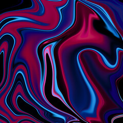 Liquid digital art background with black colors and abstract shapes in dynamic composition. Surreal smoke and marble elements