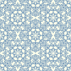 Seamless light background with grey pattern in baroque style. Vector retro illustration. Ideal for printing on fabric or paper for wallpapers, textile, wrapping.
