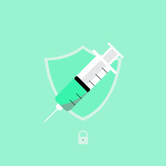 vector illtration of vaccine and shield