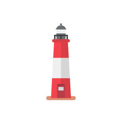 Red and white lighthouse.