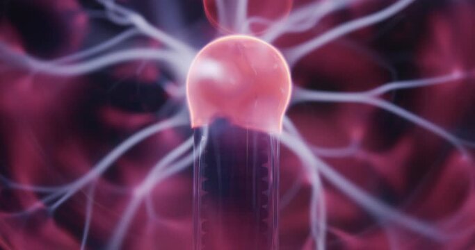 Plasma globe (also called plasma ball, dome, sphere) A clear glass container filled with noble gas and a high-voltage electrode. Plasma filaments extend from inner electrode to outer glass insulator