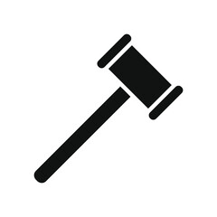 Judge hammer vector icon. Law and justice symbol. Auction gavel logo sign.