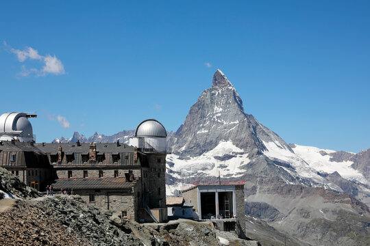 Gornergrat astronomical observatory and Matterhorn mountain