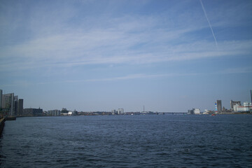 Fototapeta premium harbor in scandinavia city with bridge