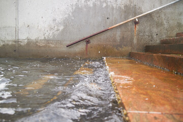 overflow flooding on urban stairs