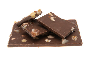 chocolate with fruits and nuts isolated