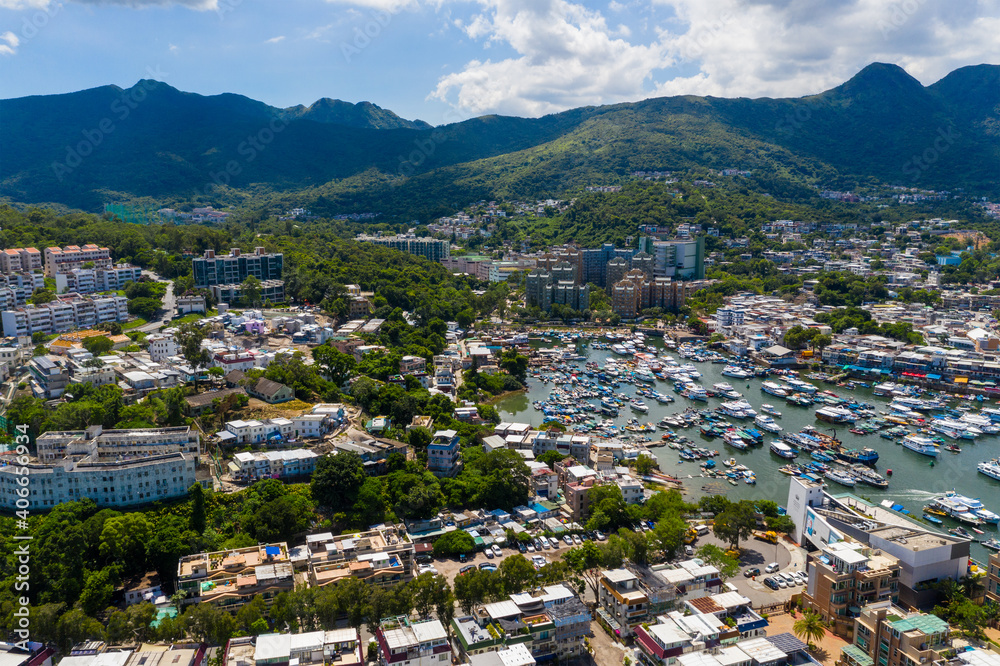 Canvas Prints aerial view of hong kong city view with seaside