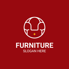 Modern Unique Furniture and Household with Sofa or Chair Icon Logo Vector Design Template Isolated.