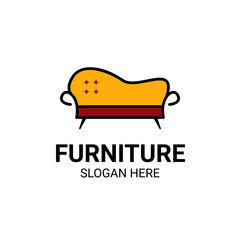 Modern Unique Furniture and Household with Sofa or Chair Icon Logo Vector Design Template.