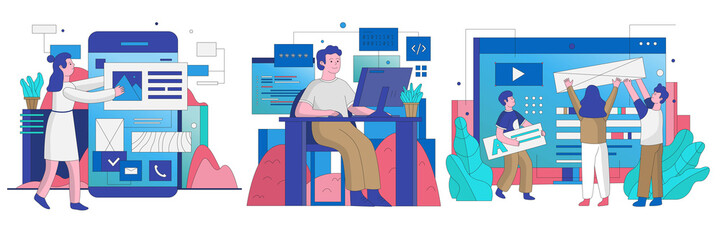 Collection of people works in the it industry