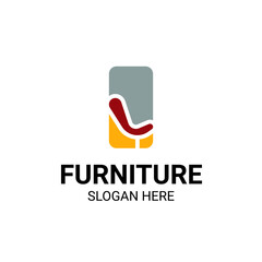 Modern Unique Furniture and Household with Sofa or Chair Icon Logo Vector Design Template.