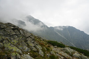 Beautiful High Tatras mountains landscape in Slovakia. Mountains with clouds