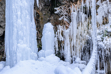 冬の仙酔峡　氷瀑　熊本県阿蘇市　
Sensuikyo in winter ice cascade Kumamoto-ken Aso city
