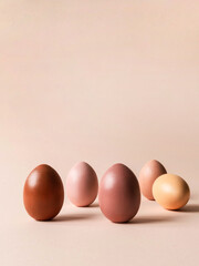 Set of Easter eggs varios colored on beige background