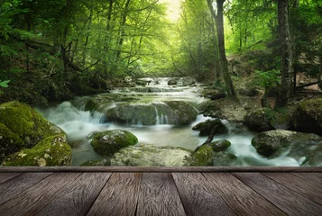 Deurstickers forest waterfall © lotus_studio