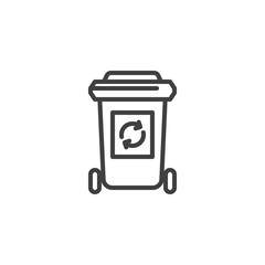 Recycle bin line icon. linear style sign for mobile concept and web design. Wheelie bin outline vector icon. Symbol, logo illustration. Vector graphics