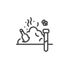 Waste pile and test tube line icon. linear style sign for mobile concept and web design. Pollution garbage waste outline vector icon. Symbol, logo illustration. Vector graphics