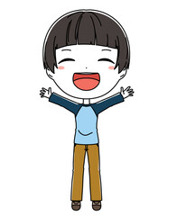 笑顔の男の子の全身イラスト