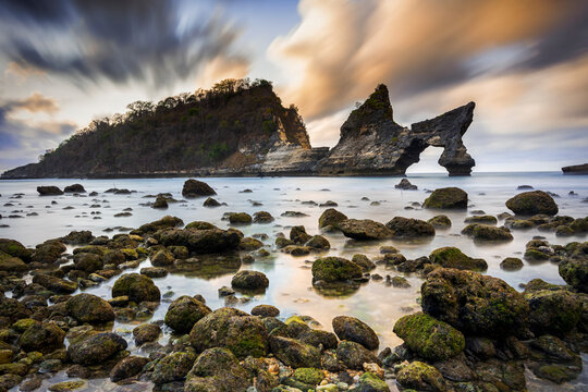 rocks on the beach, nusa penida, bali