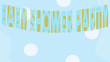 Baby Shower Party, Illustation für die Geburt eines Kindes, babyblau für einen Jungen.