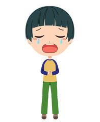 泣いている男の子の全身イラスト