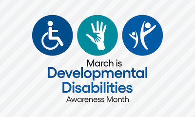 Fototapeta na wymiar Vector illustration on the theme of Developmental Disabilities awareness month. They are a group of conditions due to an impairment in physical, learning, language, or behavior areas.