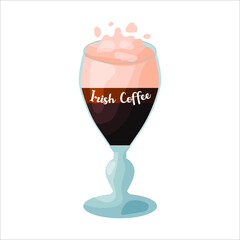 Hot Coffee in glass cup from Espresso machine for Coffee shop, Cacao, latte, hot chocolate, milkshake. Vector eps10. 