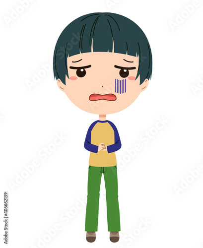 Fototapete 不安そうな表情の男の子の全身イラスト Fototapeten アオフジマキ Fototapete 不安そうな表情の男の子の全身イラスト Fototapeten アオフジマキ