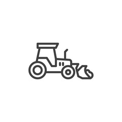 Tractor line icon. linear style sign for mobile concept and web design. Excavator transportation outline vector icon. Symbol, logo illustration. Vector graphics