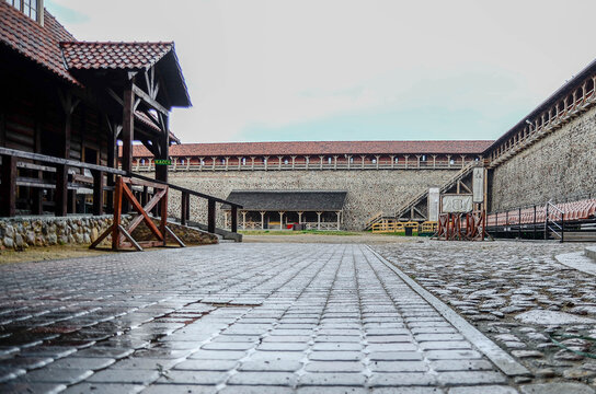 Ancient castle of the 14th century by order of Prince Gedimin against the crusaders in the city of Lida, Belarus