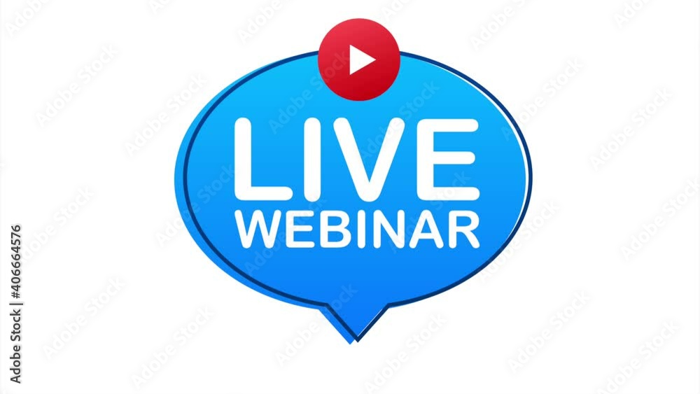 Poster Live webinar label. Flat illustration on white background.