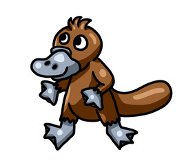 Stylized Adorable Happy Platypus