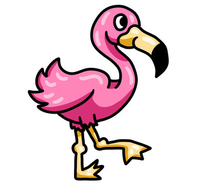 Stylized Adorable Happy Pink Flamingo