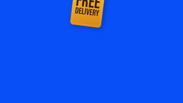 Free delivery. Badge with truck. Price tag. stock illustrtaion.