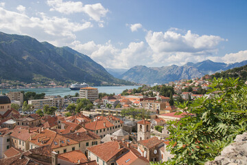 Naklejka na ściany i meble Kotor in a beautiful summer day, Montenegro.Beautiful nature mountains landscape. 