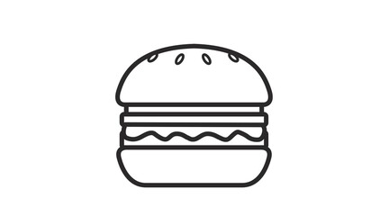 Vector Isolated Illustration of a Burger. Black and White Simple Burger Icon.