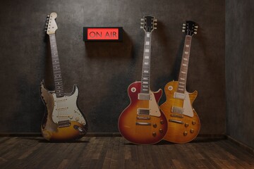 Electric guitar in the empty room