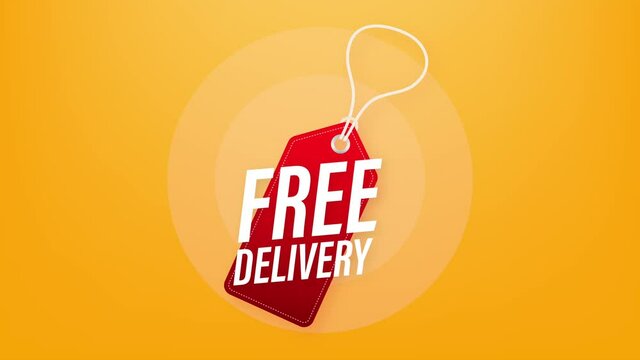 Free delivery. Badge with truck. Price tag. stock illustrtaion.
