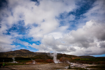 Summer landscape in Geysir, Southern Iceland, Europe