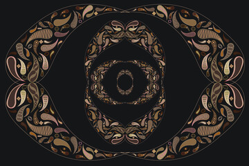 ethnic pattern of geometric shapes on a black background for your design