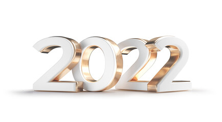 2022 golden symbol year change design. 3d-illustration