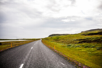 Summer landscape and road in Southern Iceland, Europe