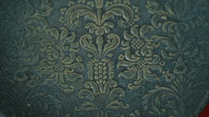 Red heart confetti fall green plate slow motion - Powered by Adobe