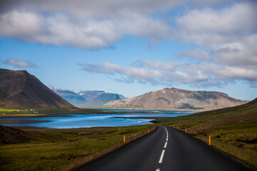 Summer landscape and road in Southern Iceland, Europe