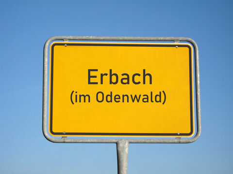 Ortsschild Erbach im Odenwald