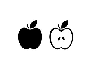 Flat web black apple icon. Vector illustration.